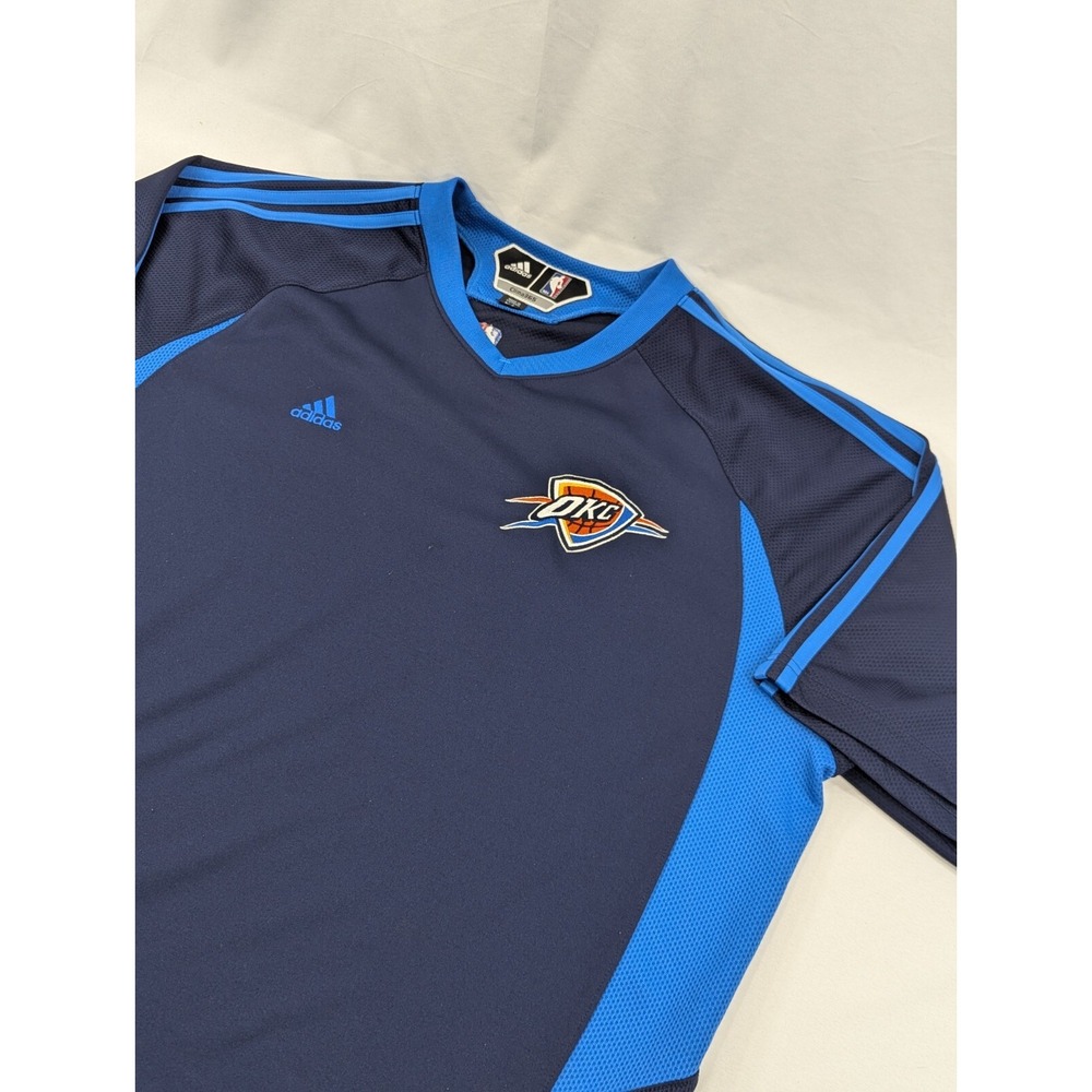 Adidas Okc Thunder Warmup Shirt Mens XL‎ Black NBA Y2K Shooting Blue Clima365